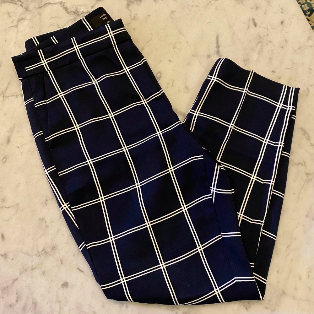 J Crew 8P Navy White 365 Crepe Pants LIKE NEW! - Picture 2 of 6